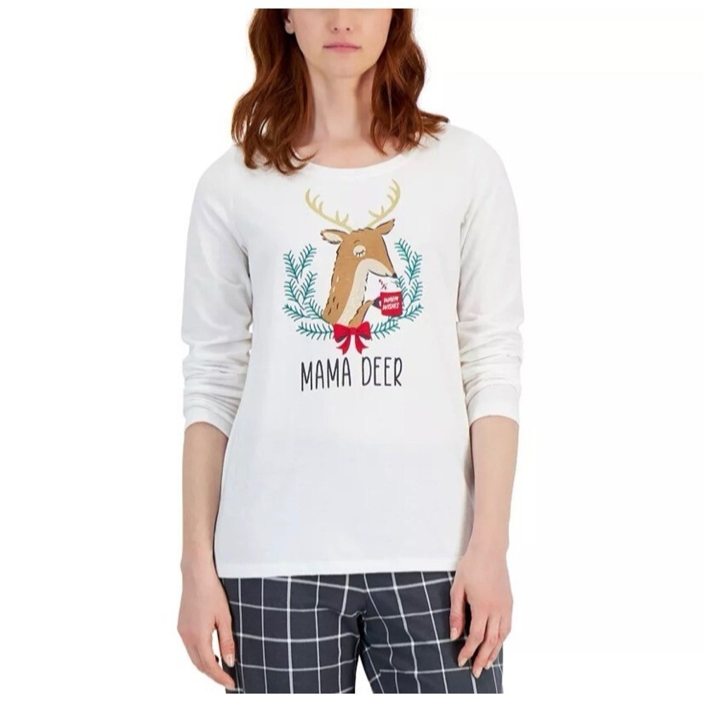 Mama Deer Family PJ's White Reindeer Set
